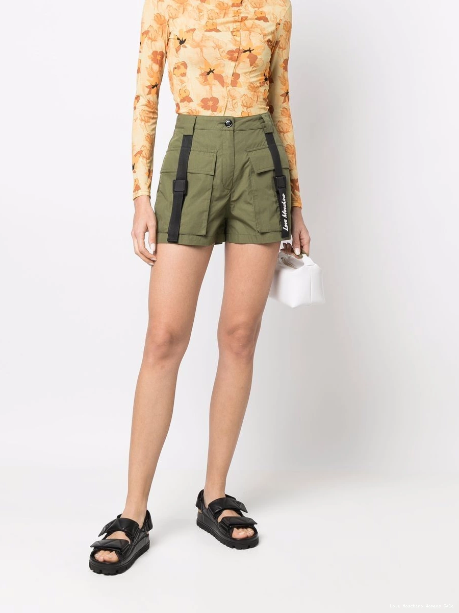 Affordable shorts Moschino pleated logo-tape Love Women 0501